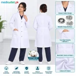 Female Cotton KT Lab Coat Front and Back View