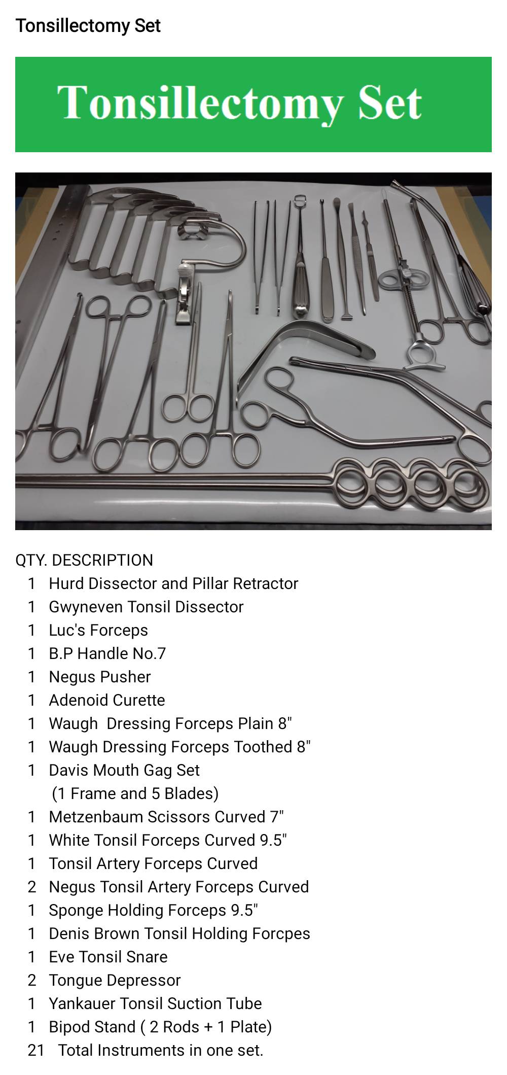 tonsillectomy set