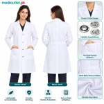 Female Medical Wrinkle Free Lab Coat Front and Back View
