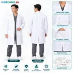 Male Medical Wrinkle Free Lab Coat Front and Back View