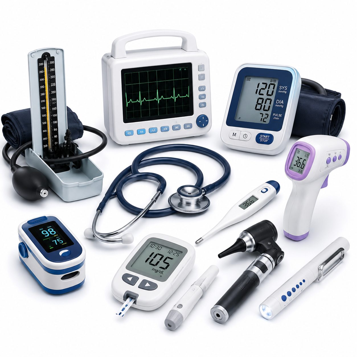 Diagnostic Equipment - BP Monitors, ECG Machines, Thermometers, Pulse Oximeters & Diagnostic Devices