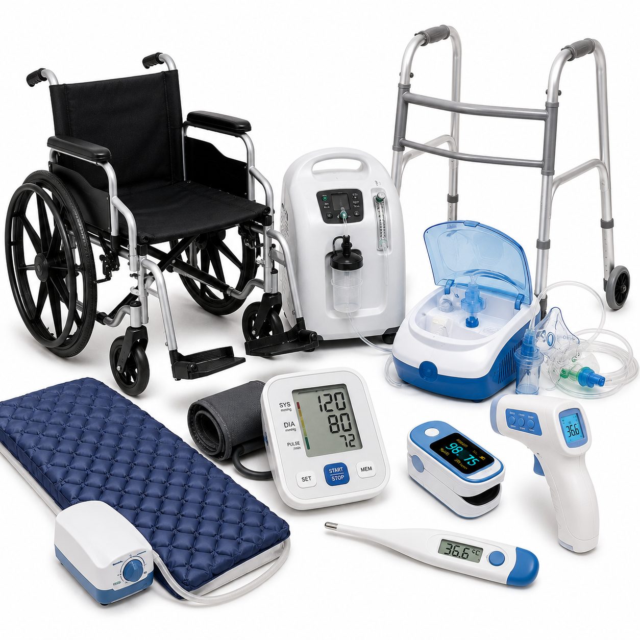 Home Healthcare - Wheelchairs, Walkers, Nebulizers, BP Monitors, Oxygen Concentrators & Home Medical Supplies