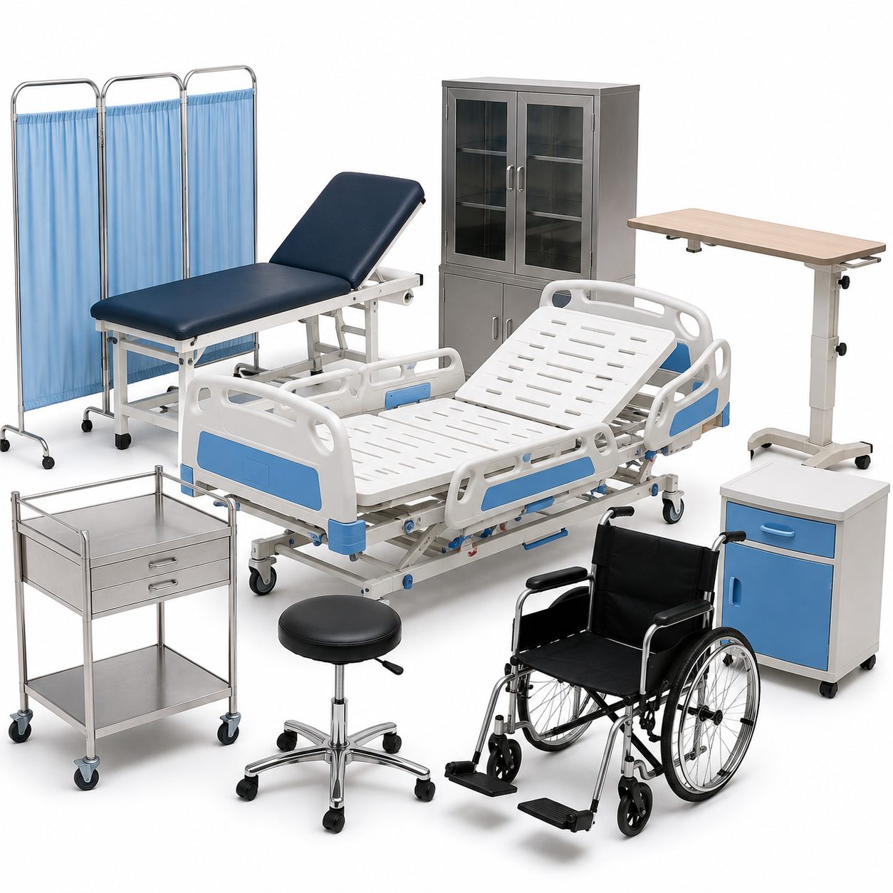 Hospital Furniture – Hospital Beds, Examination Tables, Bedside Lockers, Overbed Tables, Stretchers & Medical Trolleys